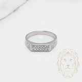 Bague - Argent signet rectangle pavé de cz - RIS875