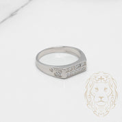 Bague - Argent signet rectangle pavé de cz - RIS875