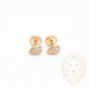 Studs à visser - Or 10K jaune goutte pavé de pierres cz - BOG1025