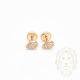 Studs à visser - Or 10K jaune goutte pavé de pierres cz - BOG1025
