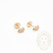 Studs à visser - Or 10K jaune goutte pavé de pierres cz - BOG1025