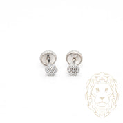Studs à visser - Or 10K blanc fleur en pierres cz - BOG1026