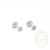 Studs à visser - Or 10K blanc fleur en pierres cz - BOG1026