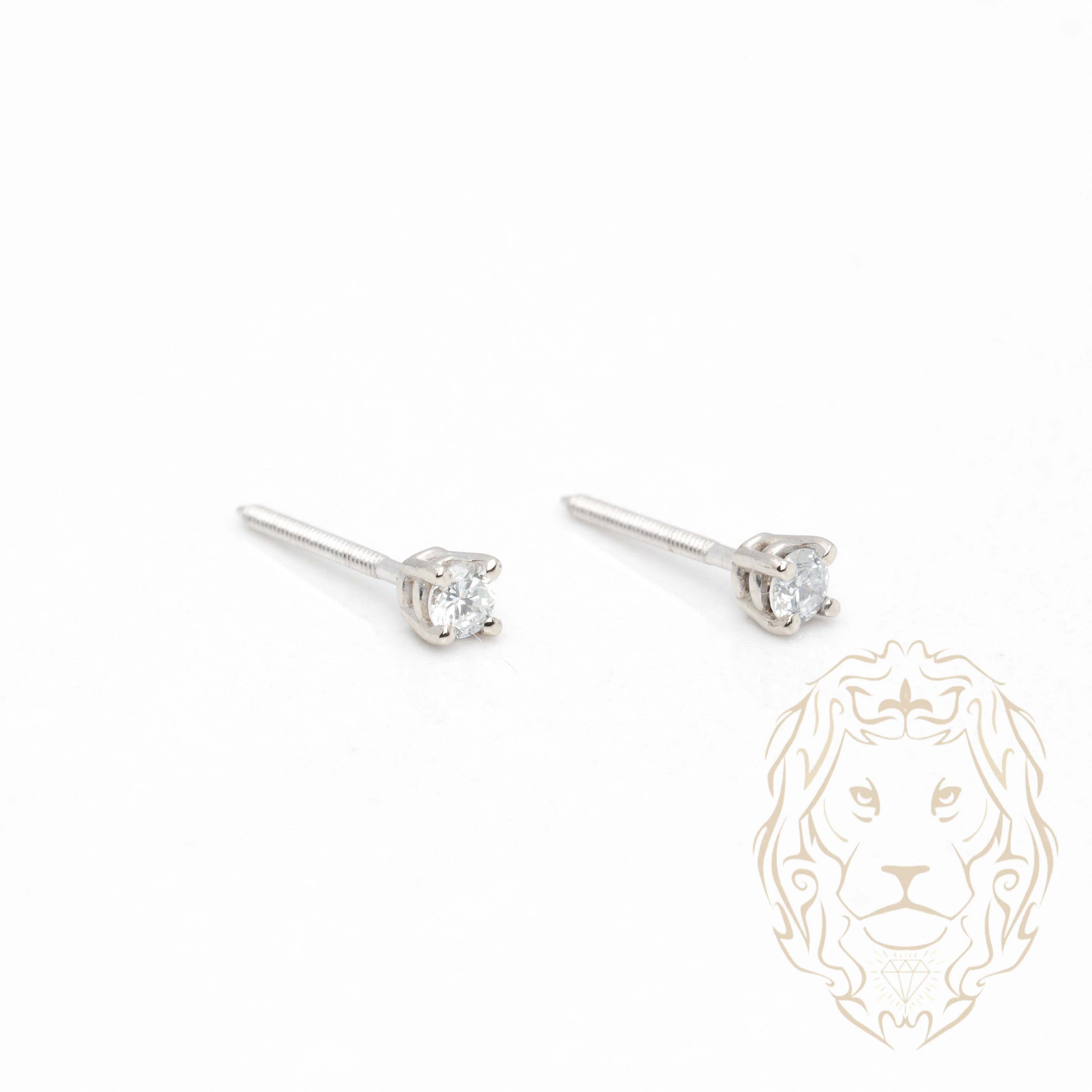 Studs à visser - Or 14K blanc diamant lab VVS coupe rond brillant 0.10TCW - BOGL069