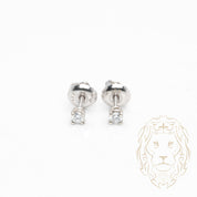 Studs à visser - Or 14K blanc diamant lab VVS coupe rond brillant 0.10TCW - BOGL069