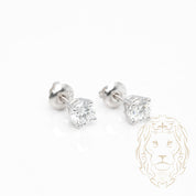 Studs à visser - Or 14K blanc diamant lab VVS coupe rond brillant 1.00TCW - BOGL074