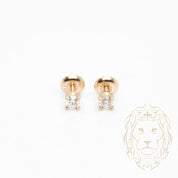 Studs à visser - Or 14K jaune diamant lab VVS coupe rond brillant 0.30TCW - BOGL081