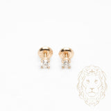 Studs à visser - Or 14K jaune diamant lab VVS coupe rond brillant 0.30TCW - BOGL081
