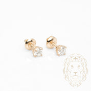 Studs à visser - Or 14K jaune diamant lab VVS coupe rond brillant 0.40TCW - BOGL082