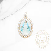 Pendentif - Or 10K jaune cadre photo Vierge Marie pavé de cz - PEG891