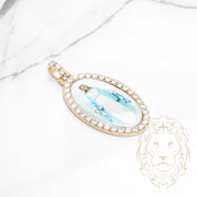 Pendentif - Or 10K jaune cadre photo Vierge Marie pavé de cz - PEG891