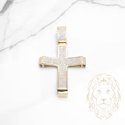 Pendentif - Or 10K deux tons jaune & blanc croix pavé de diamants naturels 1.00CT - PEGD049