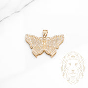Pendentif - Or 10K jaune papillon pavé de cz - PEG887