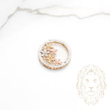 Pendentif - Or 14K tricolore jaune, blanc & rose cercle & fleurs - PEG890