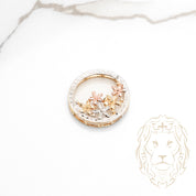 Pendentif - Or 14K tricolore jaune, blanc & rose cercle & fleurs - PEG890