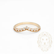 Bague - Or 10K jaune wishbone microbillé & serti de diamants naturels 0.10CT - RIGD549