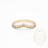 Bague - Or 10K jaune wishbone microbillé & serti de diamants naturels 0.10CT - RIGD549