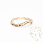 Bague - Or 10K jaune wishbone microbillé & serti de diamants naturels 0.10CT - RIGD549