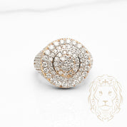 Bague - Or 10K deux tons jaune & blanc cercle pavé de diamants lab VS 1.40CT - RIGL096