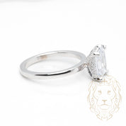 Bague Kelly Bare - Or 10K blanc hidden halo pierre centrale cz 3.00PT coupe radiant & monture pavé de diamants lab 0.08CT - RIGL098