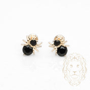 Studs à visser - Or 10K jaune araignée en pierres cz noires - BOG1007