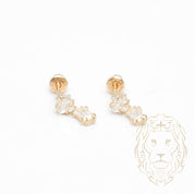 Studs à visser - Or 10K jaune pierres cz coupe princesse & baguette pendant - BOG1011