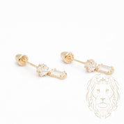 Studs à visser - Or 10K jaune pierres cz coupe princesse & baguette pendant - BOG1011