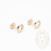 Studs à visser - Or 10K deux tons jaune & blanc cercle serti de pierres cz - BOG1013