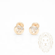 Studs à visser - Or 10K deux tons jaune & blanc cercle serti de pierres cz - BOG1013