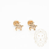 Studs à visser - Or 10K jaune tortue pavé de cz - BOG1017