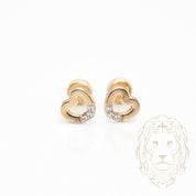 Studs à visser - Or 10K deux tons jaune & blanc coeur serti de pierres cz - BOG1018