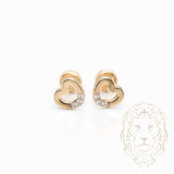 Studs à visser - Or 10K deux tons jaune & blanc coeur serti de pierres cz - BOG1018