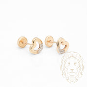 Studs à visser - Or 10K deux tons jaune & blanc coeur serti de pierres cz - BOG1018