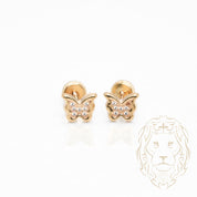 Studs à visser - Or 10K jaune papillon pavé de cz - BOG1020