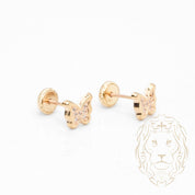 Studs à visser - Or 10K jaune papillon pavé de cz - BOG1020