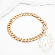 Bracelet - Or 10K jaune monaco 6.9mm & box lock pavé de cz - BRG768