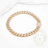 Bracelet - Or 10K jaune monaco 6.9mm & box lock pavé de cz - BRG768