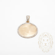Pendentif - Or 10K jaune médaillon photo pavé de diamants lab 1.50CT - PEGL046