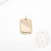 Pendentif - Or 10K jaune plaque pavé de cz - PEG895