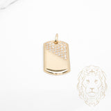 Pendentif - Or 10K jaune plaque pavé de cz - PEG895