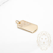 Pendentif - Or 10K jaune plaque pavé de cz - PEG895