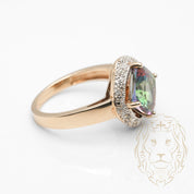 Bague de fiançailles - Or 10K deux tons jaune & blanc halo topaze mystique & diamants naturels 0.10CT - RIGD550