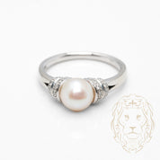 Bague - Or 14K blanc perle & diamants naturels 0.15CT - RIGD551