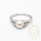 Bague - Or 14K blanc perle & diamants naturels 0.15CT - RIGD551
