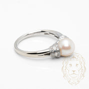 Bague - Or 14K blanc perle & diamants naturels 0.15CT - RIGD551