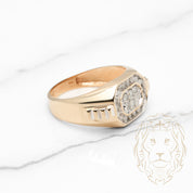 Bague - Or 14K jaune chevalière diamants naturels 0.30CT coupe rond brillant - RIGD552