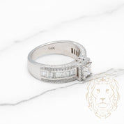 Bague de fiançailles - Or 14K blanc halo diamant lab 0.66CT coupe princesse & monture serti de diamants baguette et coupe rond brillant en canal 1.00CT - RIGL099
