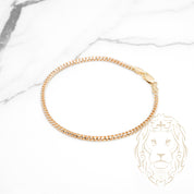 Bracelet - Or 10K deux tons jaune & blanc pineapple franco solide coupe diamant 2.6mm - BRG792