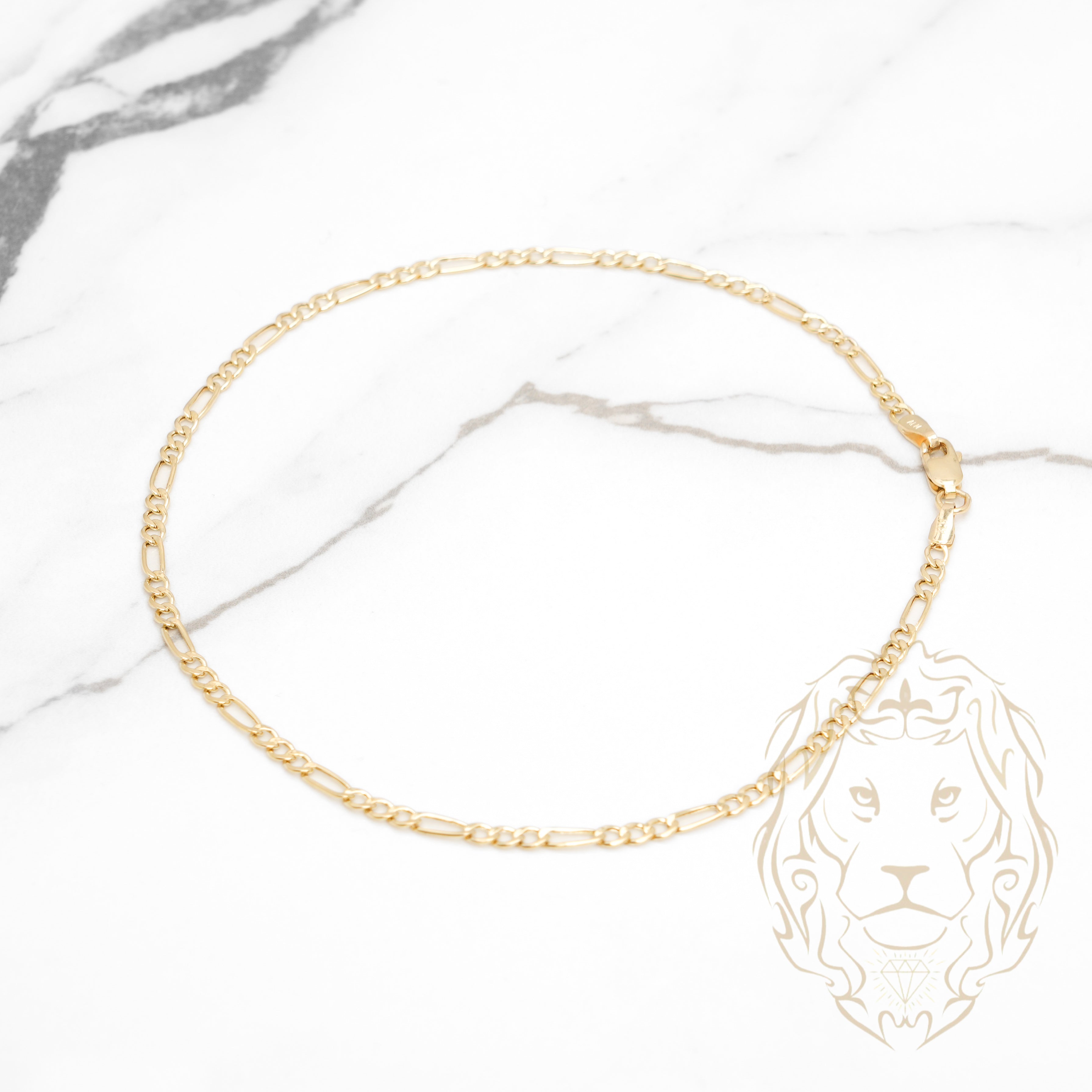 Bracelet de cheville - Or 10K jaune figaro 2.6mm - ANG051