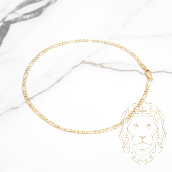 Bracelet de cheville - Or 10K jaune figaro 2.6mm - ANG051